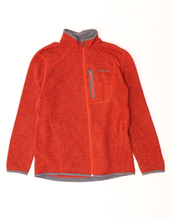 Columbia Cárdigan para hombre suéter grande de poliéster moteado naranja