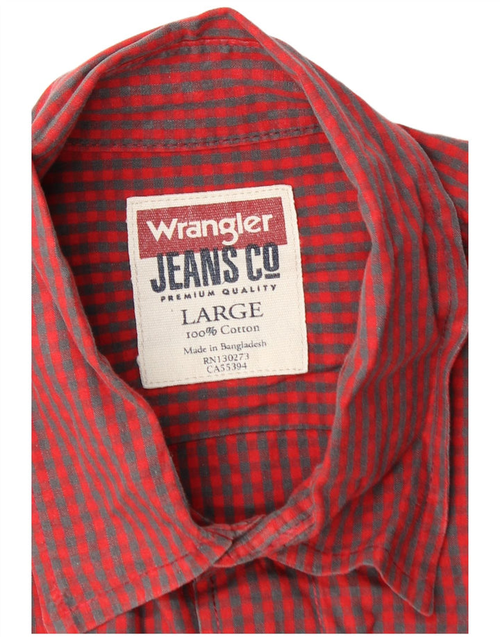 Camisa Wrangler para hombre de algodón a cuadros rojo grande