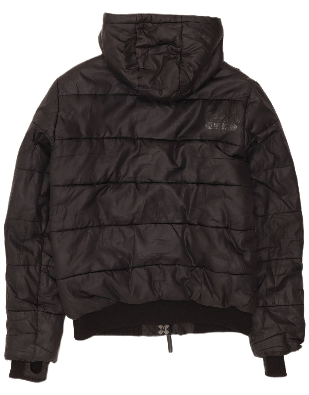 SUPERDRY Chaqueta acolchada con capucha y gráfico para hombre UK 38 Mediano Poliéster negro