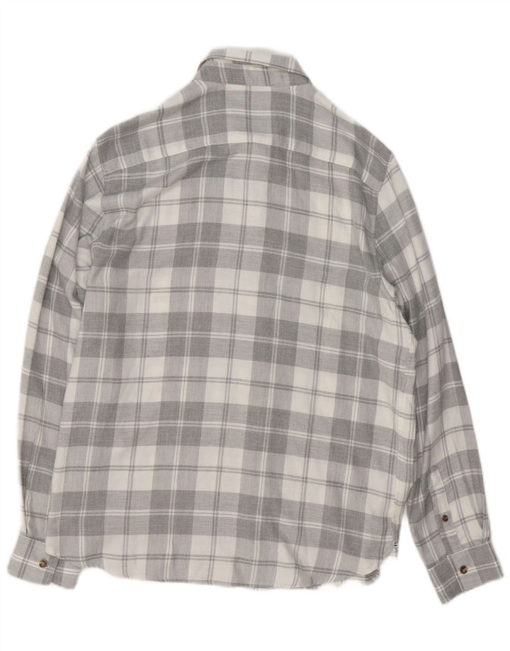 TED BAKER Camisa de franela de corte regular para hombre Talla 4 Viscosa a cuadros gris grande