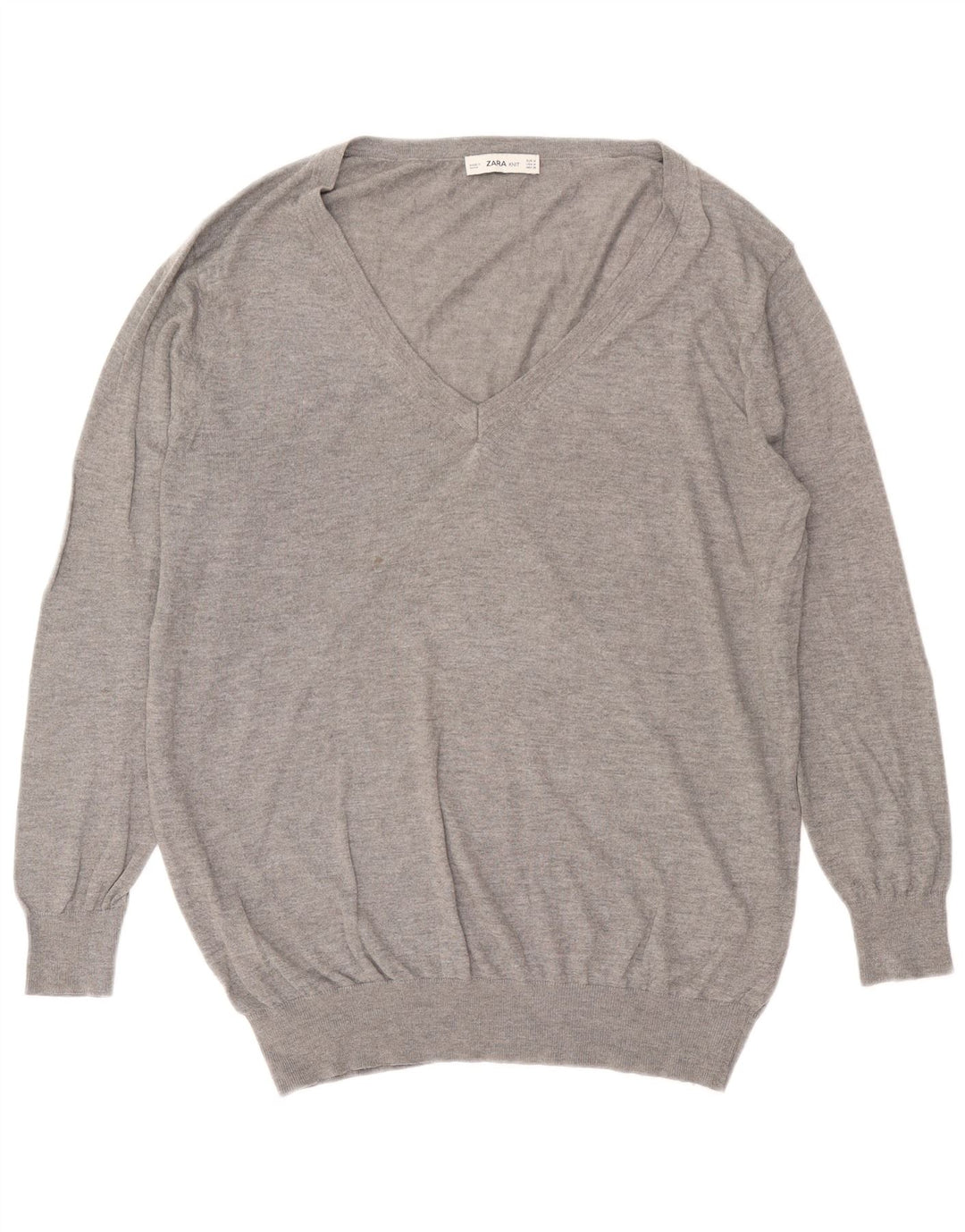 Zara Mujer Jersey Oversize con Cuello en V UK 44 Gris Medio