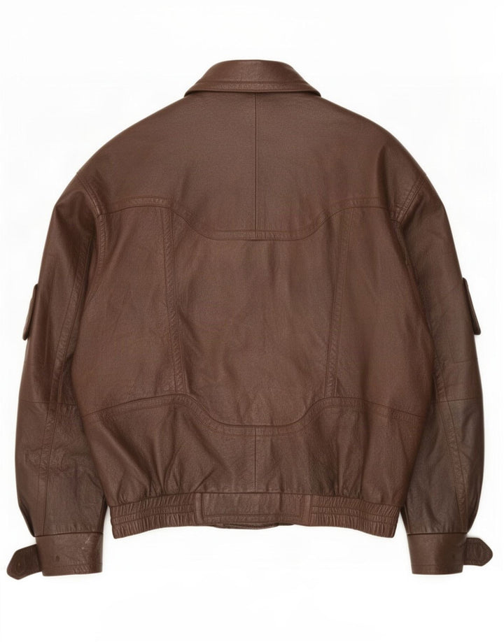 Chaqueta de cuero vintage para hombre UK 36 Small Brown