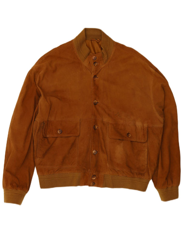VINTAGE Chaqueta bomber de ante para hombre IT 52 XL Marrón