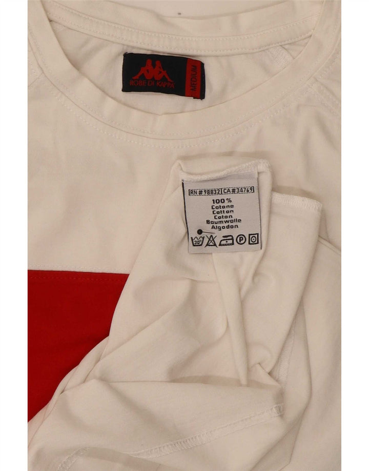 Kappa Hombre Camiseta Top Medium Blanco Colorblock Algodón