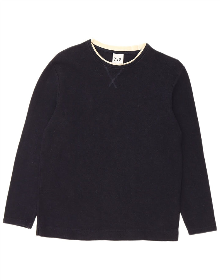 Zara Hombre Top Manga Larga Small Azul Marino Algodón