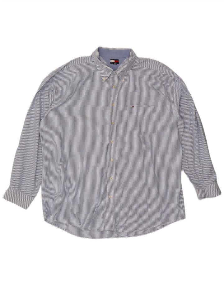 Tommy Hilfiger Camisa para hombre 2XL Algodón a rayas azules