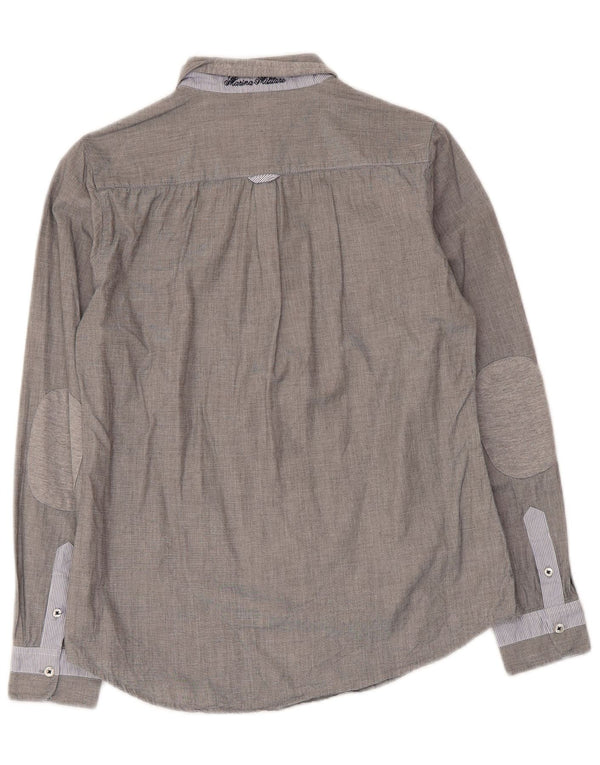 MARINA MILITARE Camisa de mujer UK 40 Algodón a rayas gris medio
