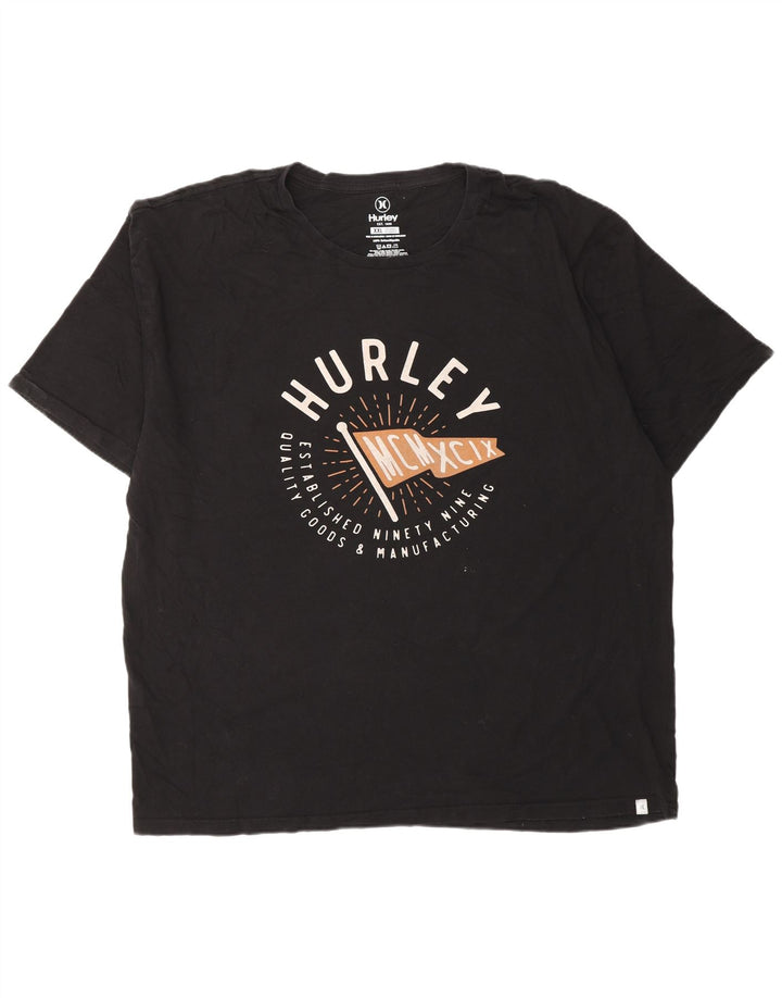 HURLEY Camiseta gráfica para hombre Top XL Algodón negro