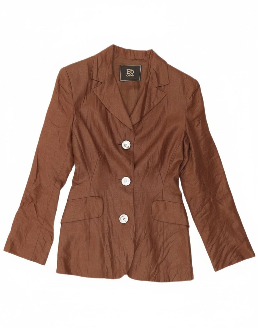 Vintage mujer 3 botones Blazer chaqueta Reino Unido 10 pequeño marrón