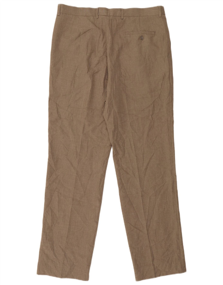Marks & Spencer Pantalón de traje con pinzas para hombre W36 L33 Poliéster beige