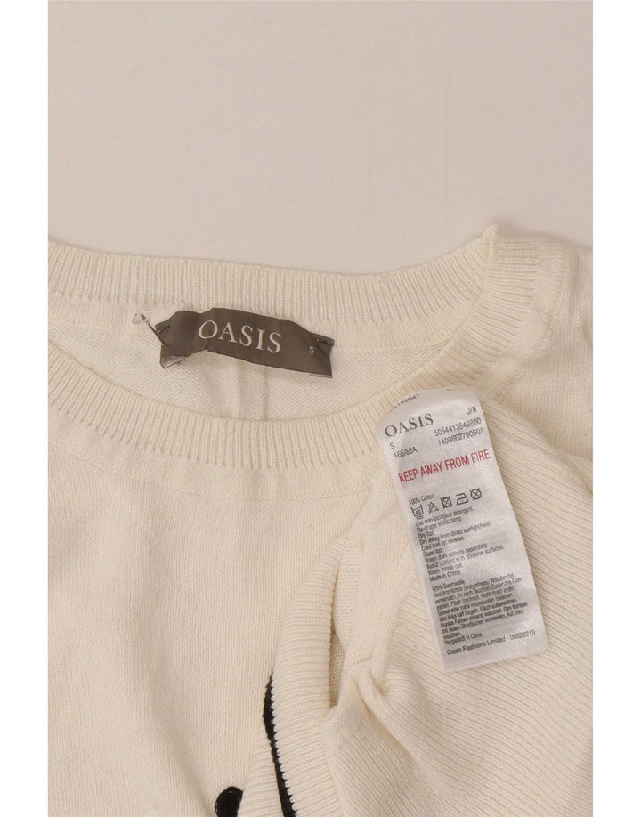 Oasis Suéter tipo jersey con cuello redondo para mujer UK 10 Small White Spotted