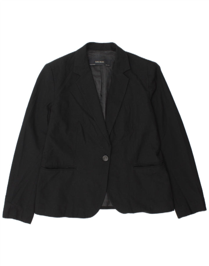 Zara Chaqueta Blazer De 1 Botón Para Mujer EU 42 Grande Poliéster Negro