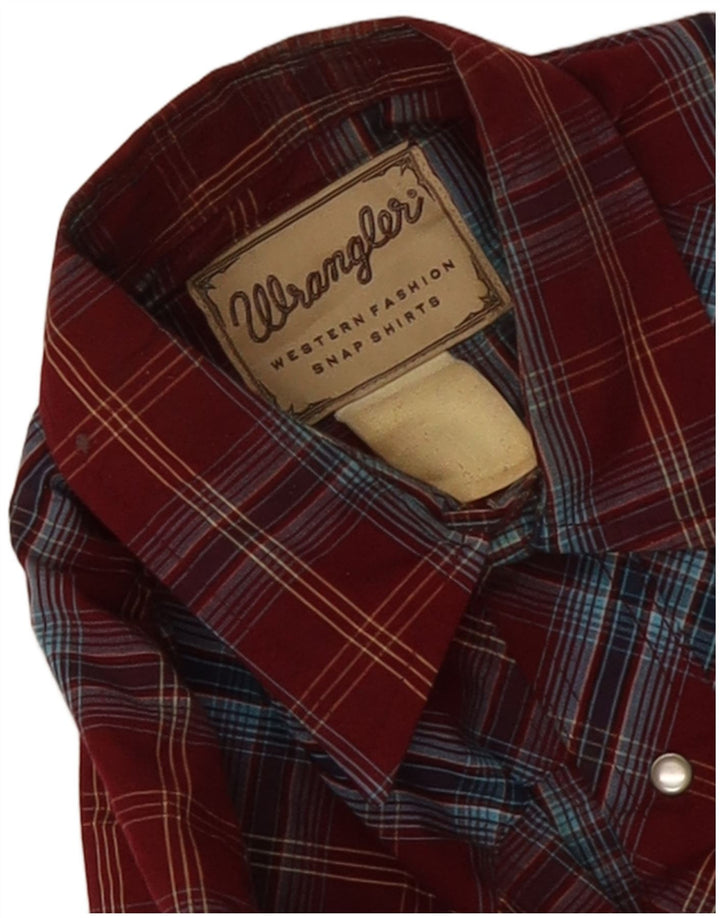 Wrangler Camisa estilo western para hombre con cuadros burdeos medianos