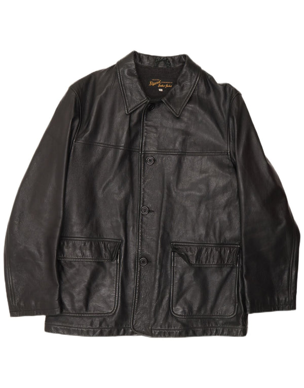 STEWART Chaqueta de cuero para hombre UK 44 2XL Cuero negro clásico