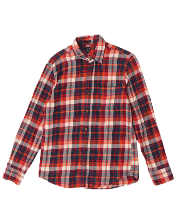 J. Crew Camisa de franela delgada para hombre Algodón a cuadros rojos medianos