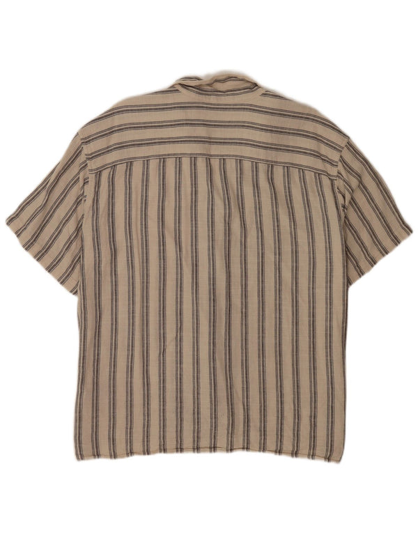 Jack & Jones Hombre Camisa Manga Corta XL Algodón Rayas Beige