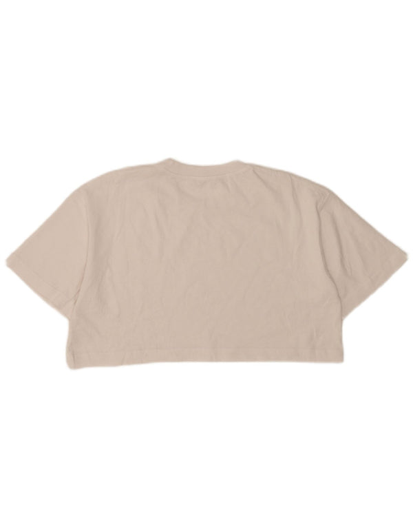 Zara Camiseta Corta Extragrande para Mujer Top UK 10 Small White Cotton