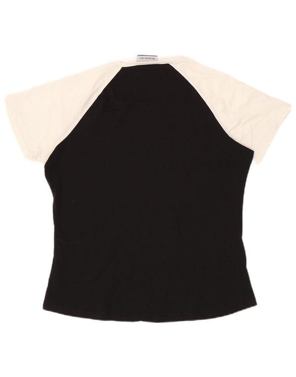 Reebok Camiseta para mujer Top UK 46 Large Black Colourblock Cotton