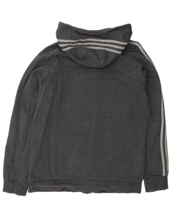 Adidas - Sudadera con capucha y cremallera para hombre, algodón gris medio