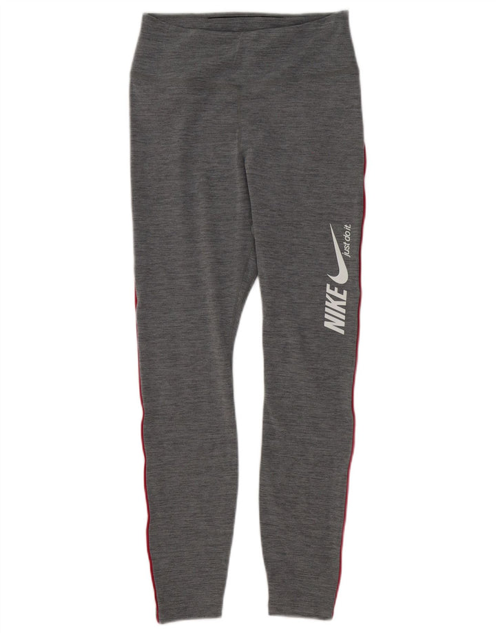 Nike Dri Fit Graphic Leggings para mujer, talla 10, poliéster gris pequeño