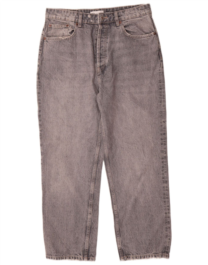 Zara Jeans rectos para mujer EU 42 Large W32 L27 Gris