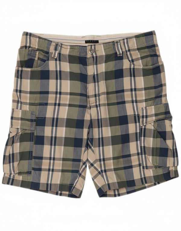 Sisley Shorts Cargo Hombre IT 50 Large W36 Algodón A Cuadros Multicolor