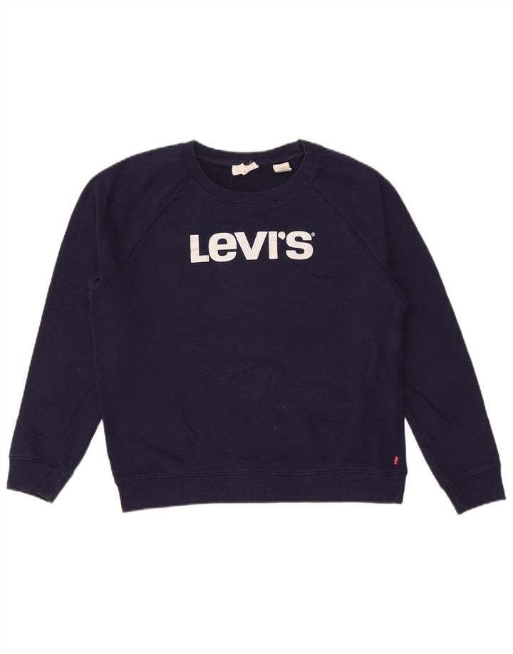 Levi's Sudadera de gran tamaño con gráfico para mujer UK 10 Small Azul marino