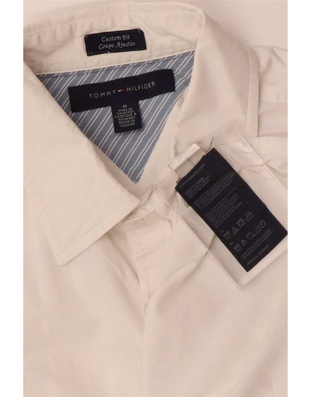 TOMMY HILFIGER Camisa Custom Fit para hombre Algodón blanco mediano