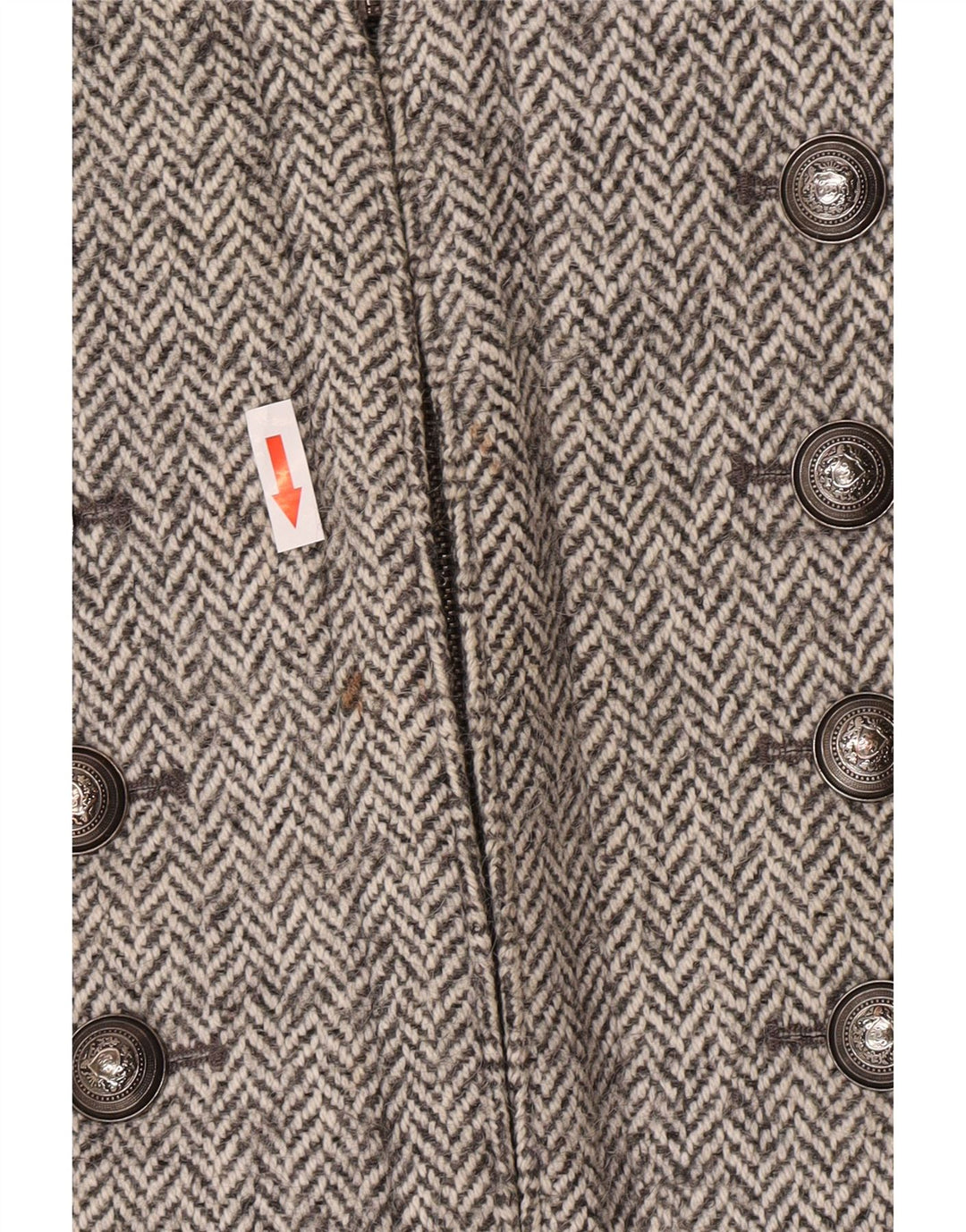 Zara Abrigo militar para mujer UK 44 Lana en espiga gris grande