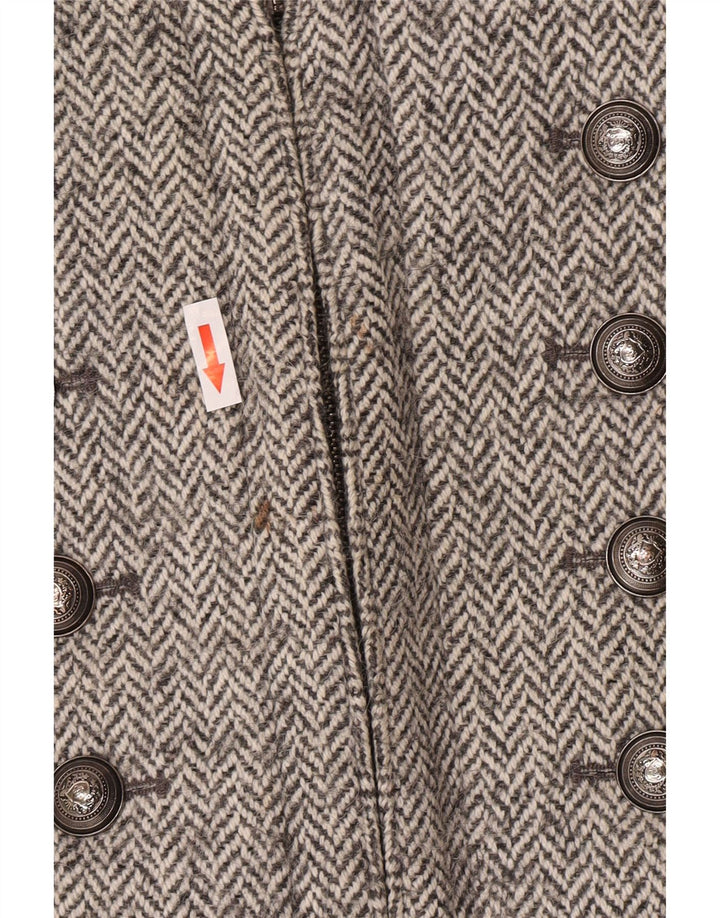 Zara Abrigo militar para mujer UK 44 Lana en espiga gris grande