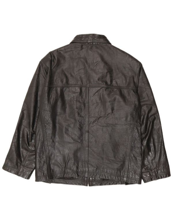 Vintage hombres chaqueta de cuero Reino Unido 36 pequeño negro