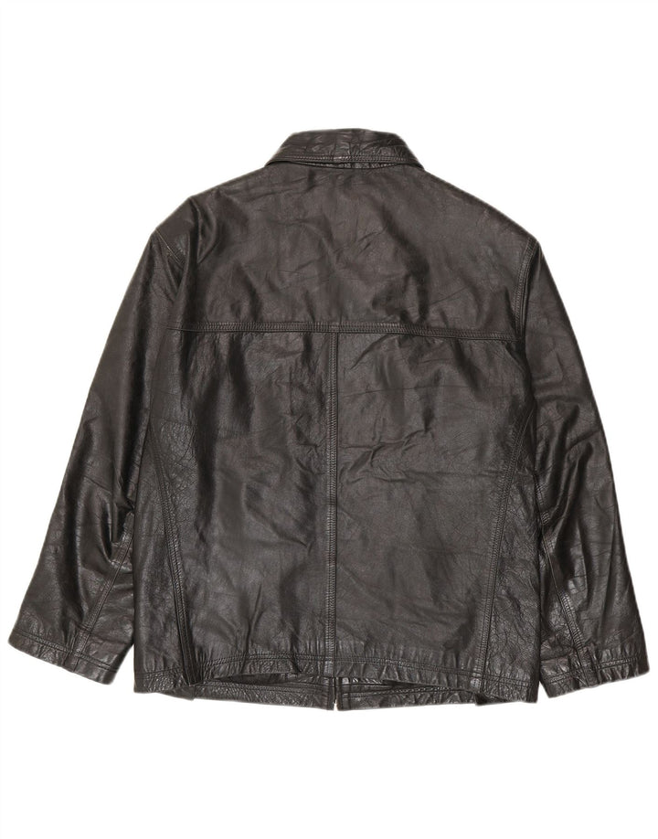 Vintage hombres chaqueta de cuero Reino Unido 36 pequeño negro