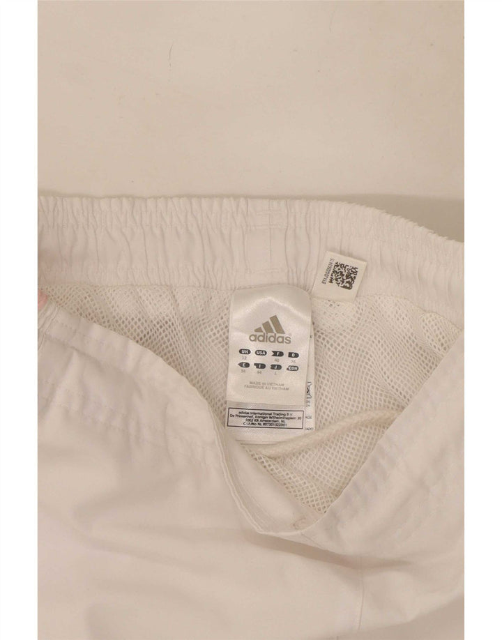 Adidas Mujer Capri Chándal Pantalones UK 12 Medio Blanco Poliéster