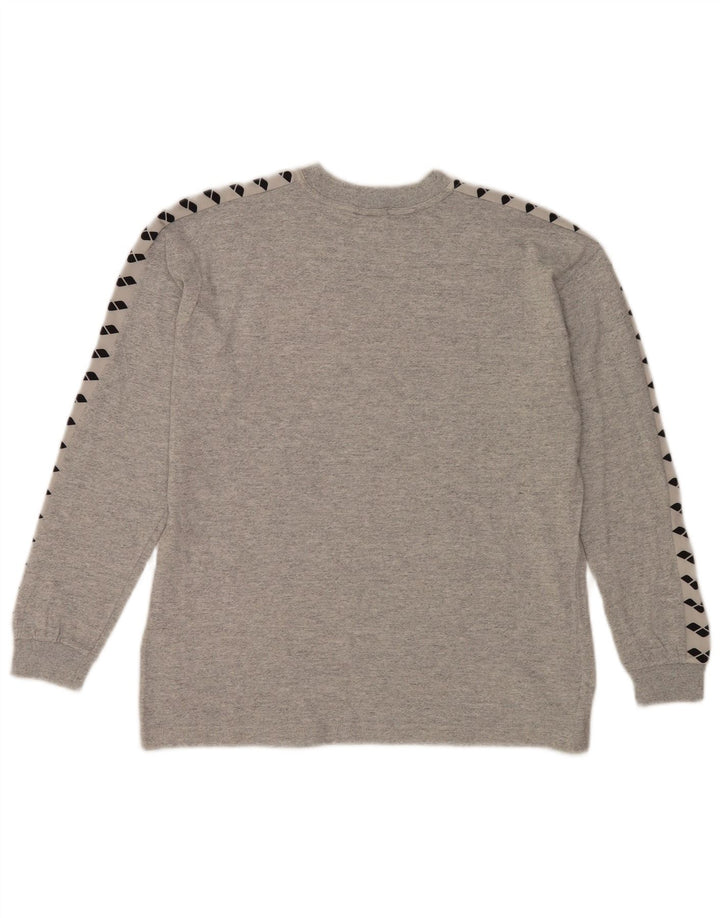 Arena Hombre Gráfico Top Manga Larga Pequeño Gris Moteado
