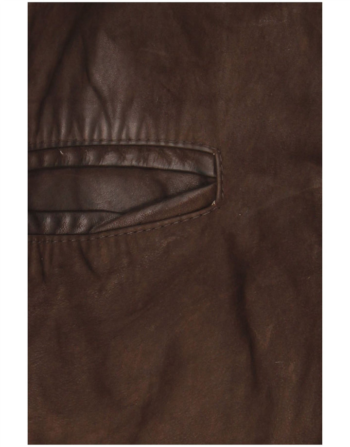 Chaqueta de cuero vintage para hombre IT 48 cuero marrón medio