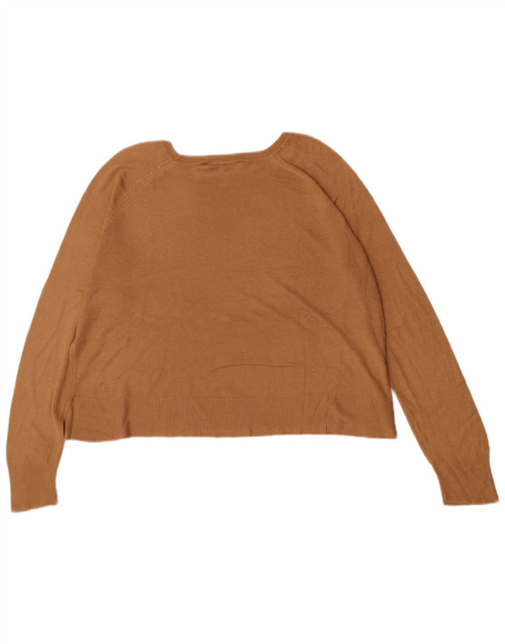 Zara Jersey de gran tamaño con cuello barco para mujer, talla 10, color marrón