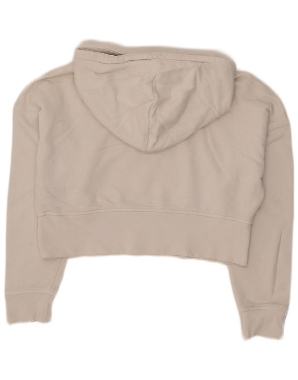 Adidas Mujer Crop Graphic Sudadera con capucha de gran tamaño UK 4 XS Algodón blanco