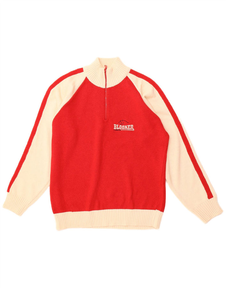 BLOOKER Jersey con cuello y cremallera para hombre, talla grande, color rojo, algodón