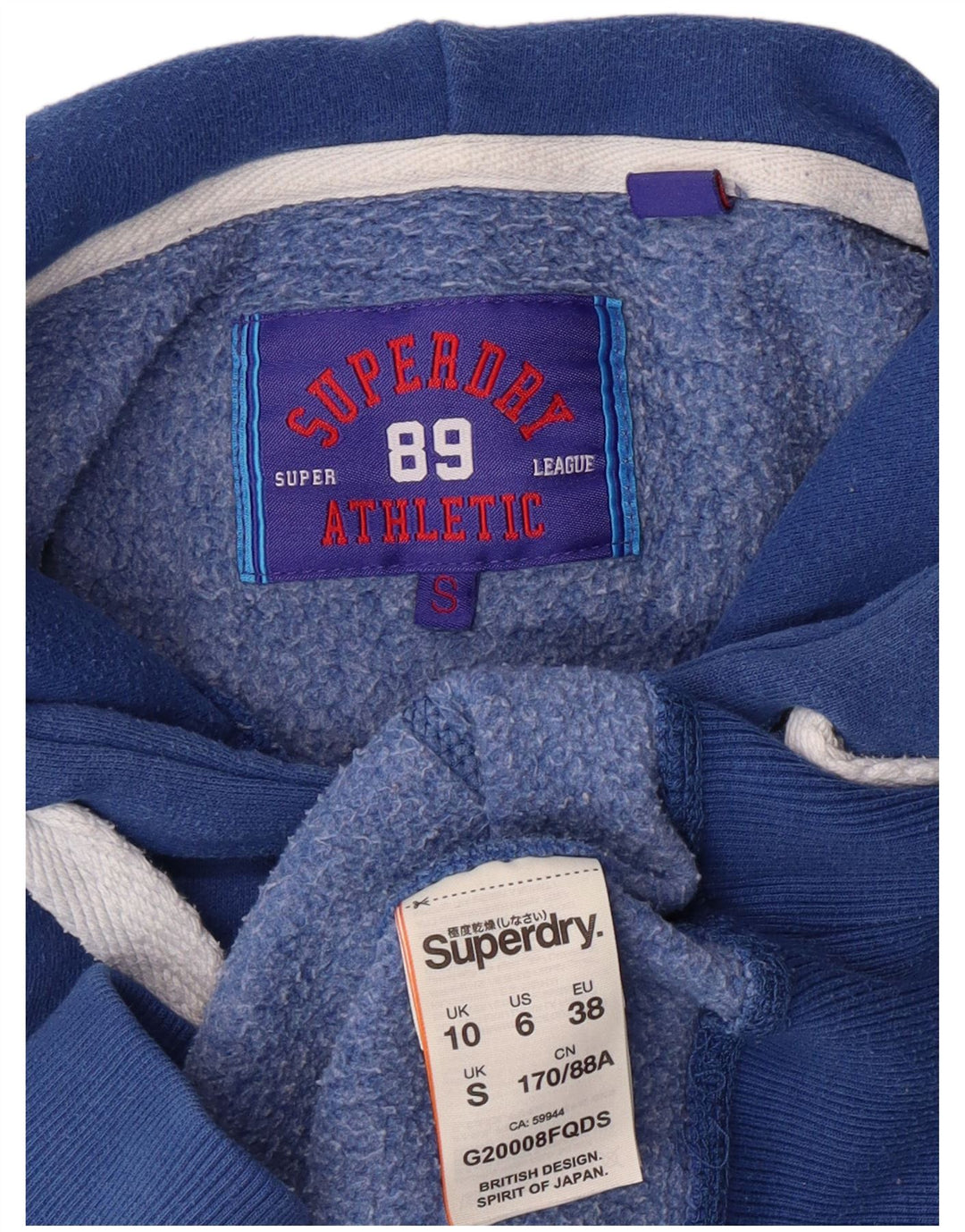 SUPERDRY Jersey con capucha extragrande y gráfico para mujer UK 10 Small Blue Cotton