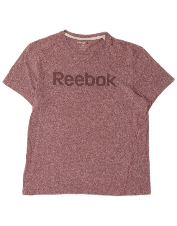 Reebok Camiseta gráfica para hombre Top de algodón moteado rosa medio