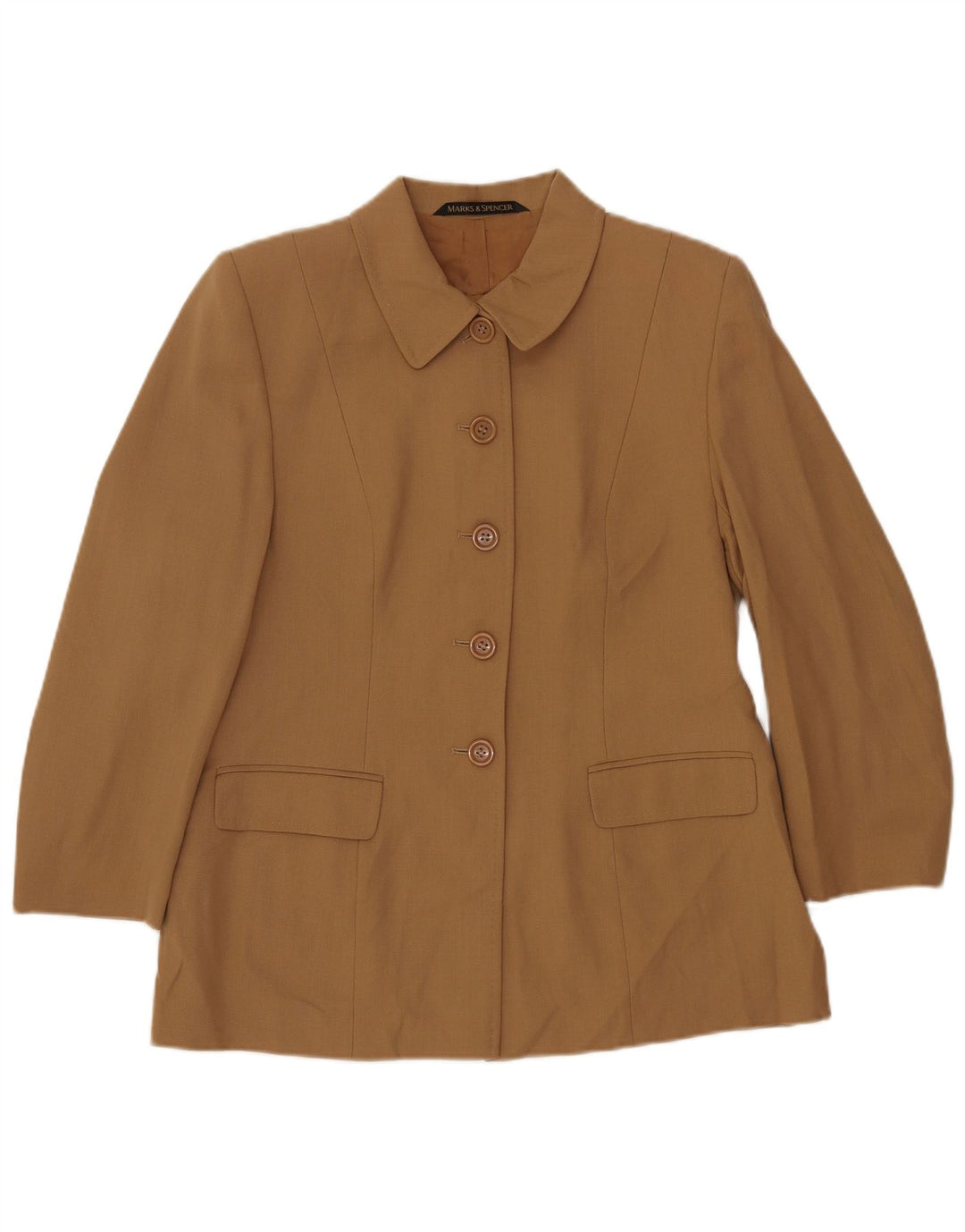 MARKS & SPENCER Chaqueta tipo blazer de 5 botones para mujer UK 46 Grande Lana beige