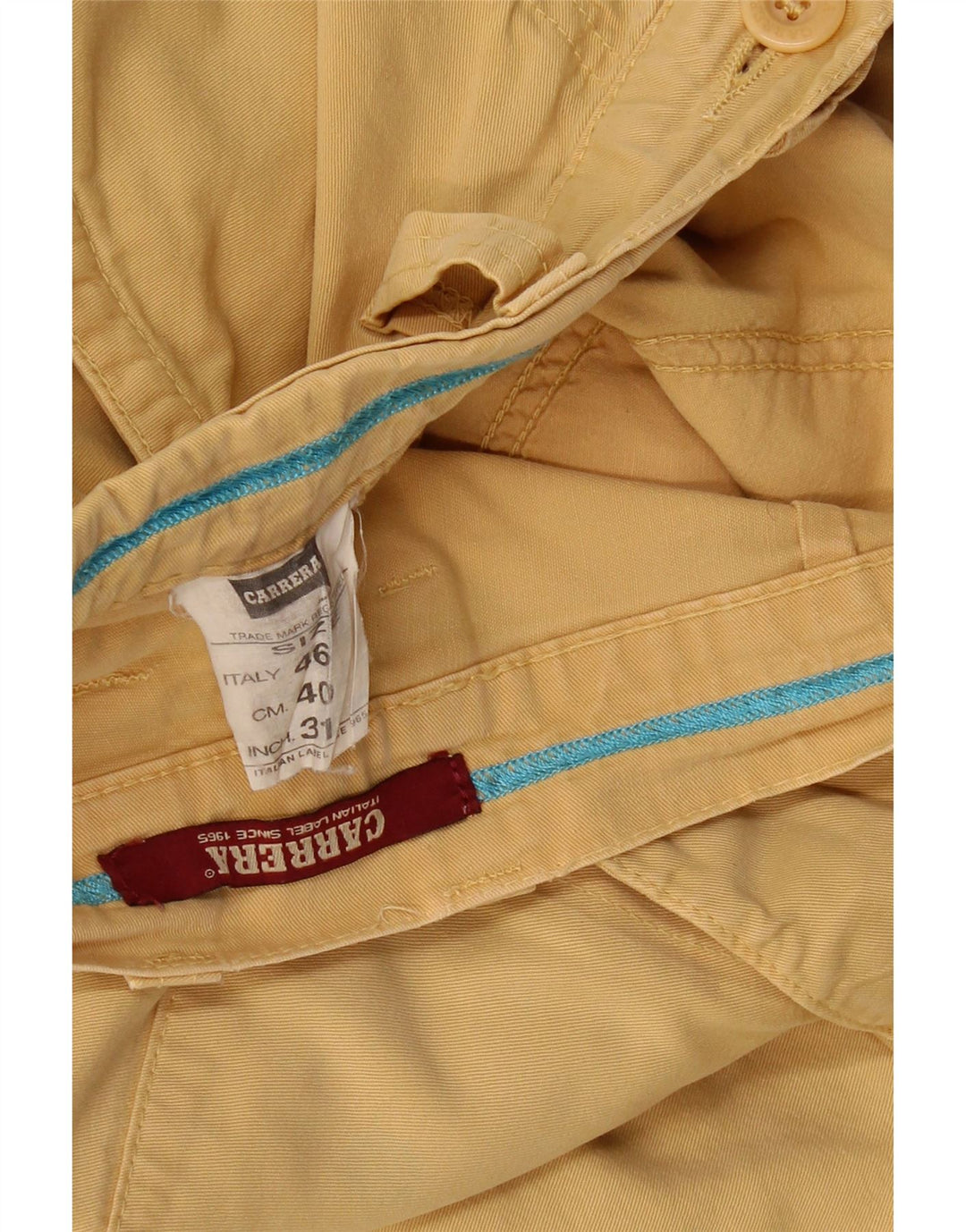 CARRERA Pantalones cortos cargo para hombre IT 46 Small W31 Algodón amarillo