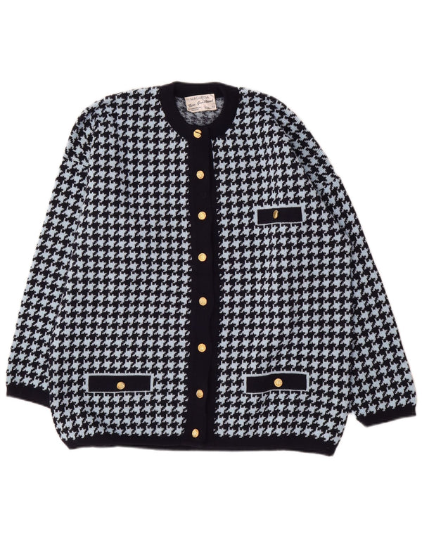 Maglieria Cárdigan para mujer UK 16 Large Lana de pata de gallo azul marino