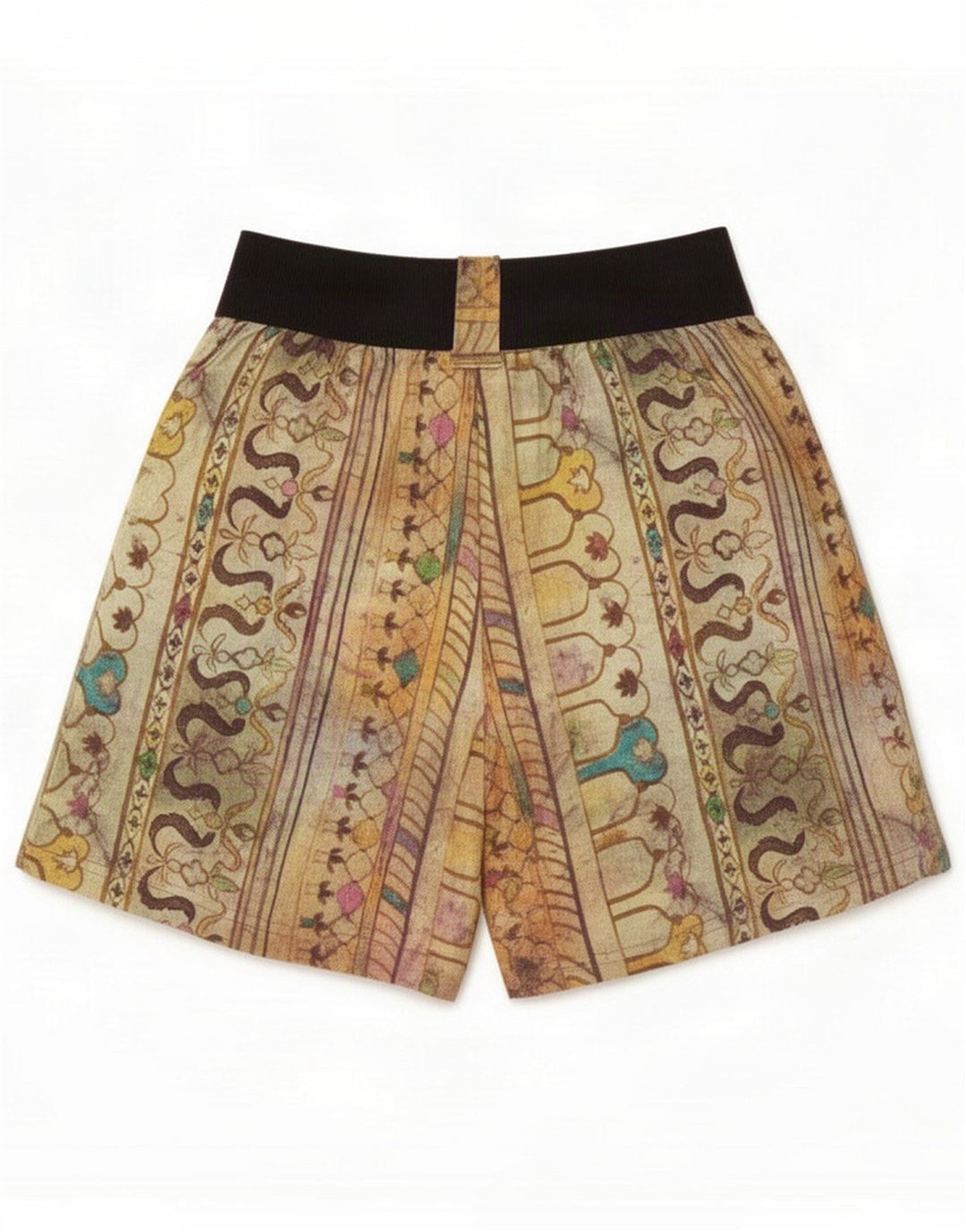 Pantalones cortos casuales con estampado abstracto vintage para mujer Mediano W28 Algodón beige