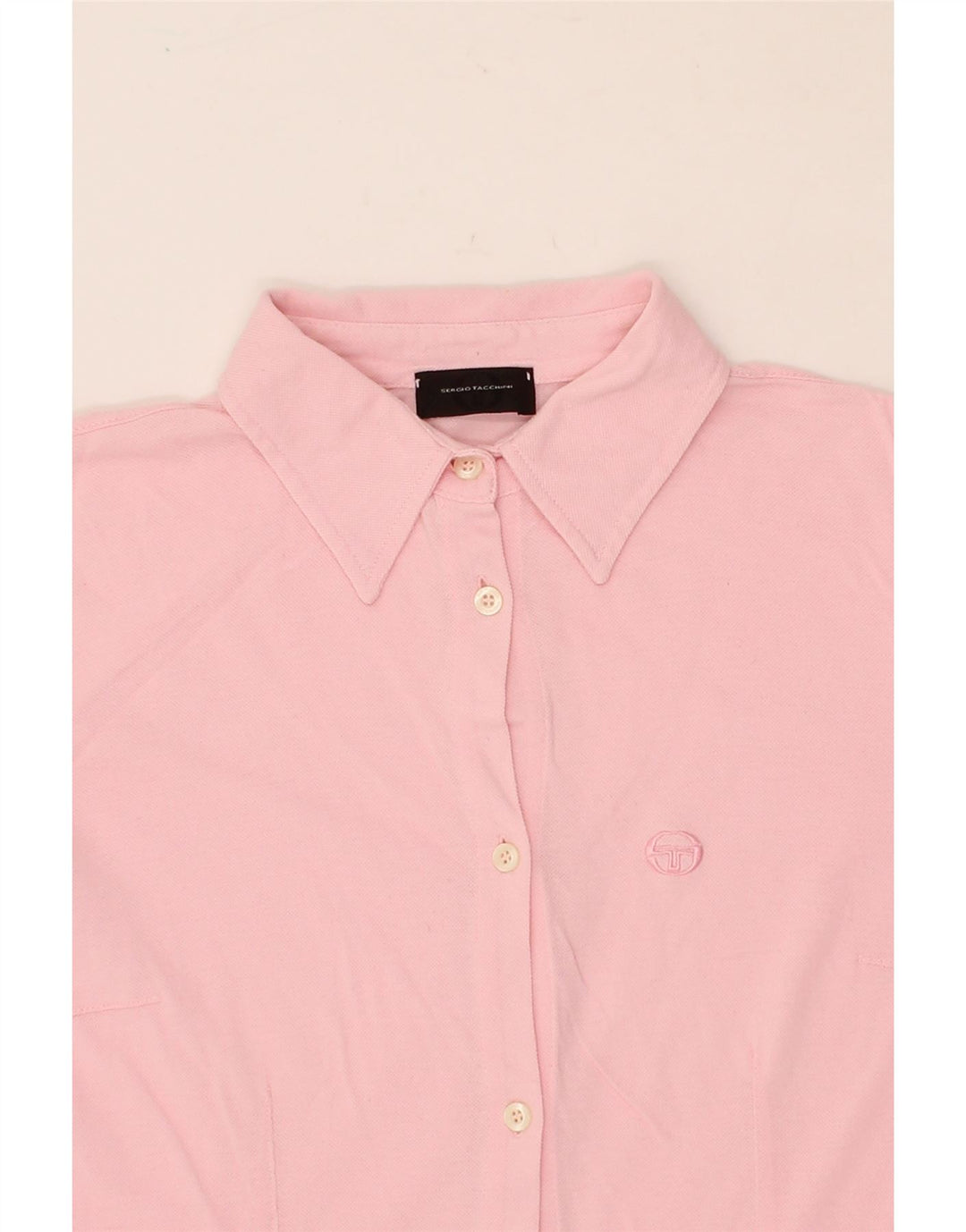 SERGIO TACCHINI Womens 3/4 Sleeve Shirt UK 12 Medium Pink Vintage Sergio Tacchini and Second-Hand Sergio Tacchini from Messina Hembry 