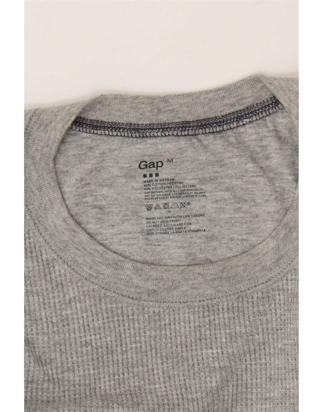 Gap Hombre Camiseta Gráfica De Manga Larga De Algodón Gris Medio