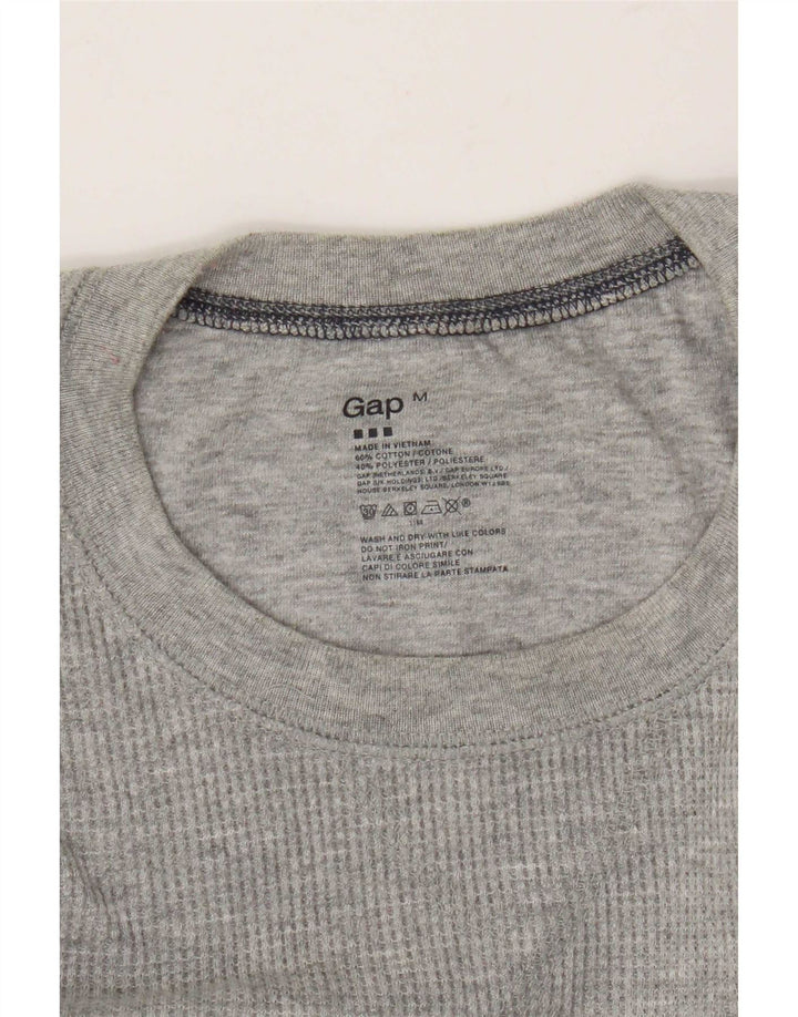 Gap Hombre Camiseta Gráfica De Manga Larga De Algodón Gris Medio