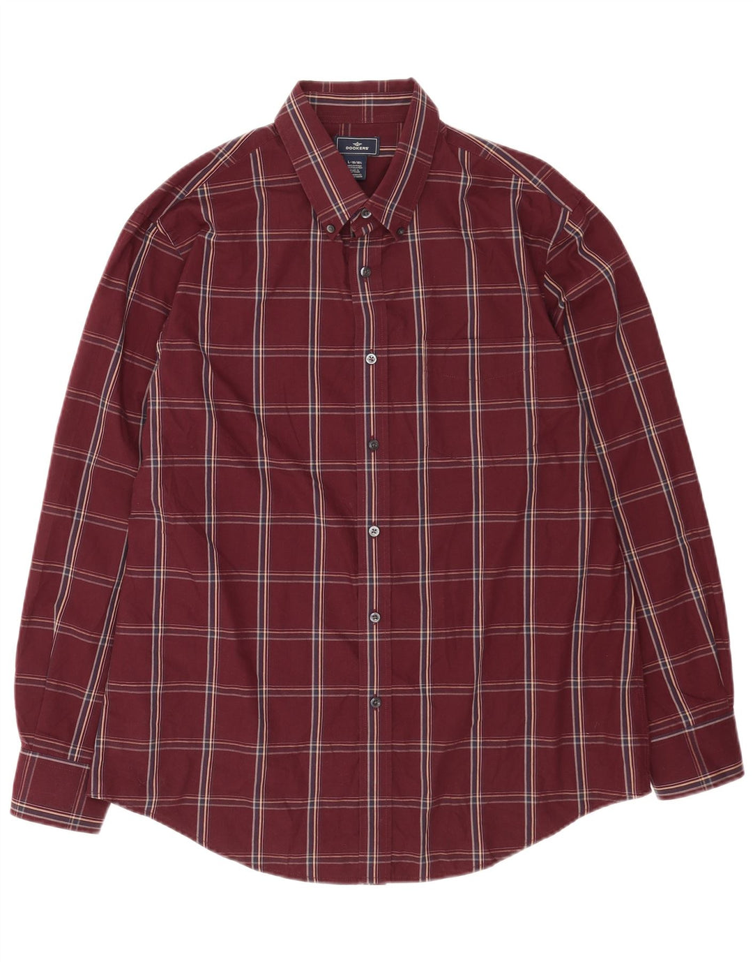 Dockers Camisa para hombre talla 16 16 1/2 grande algodón a cuadros rojos