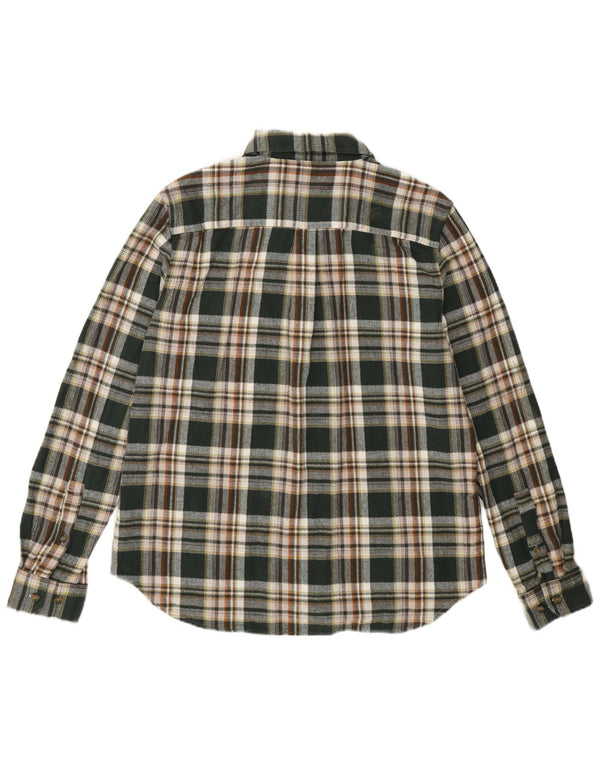 Eddie Bauer Mens Flannel Shirt Large Green Plaid Cotton