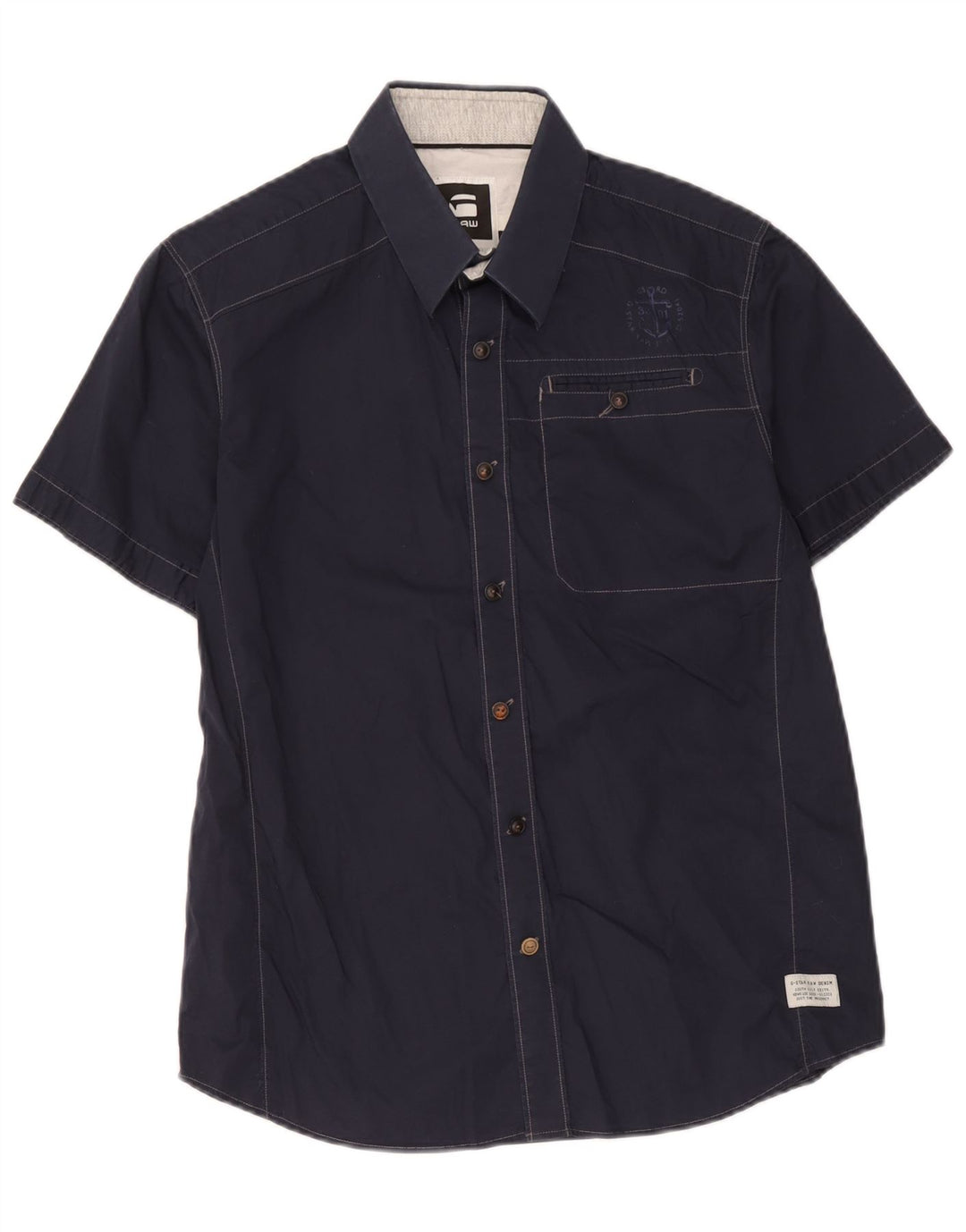 G-Star - Camisa de manga corta para hombre, talla grande, algodón azul marino
